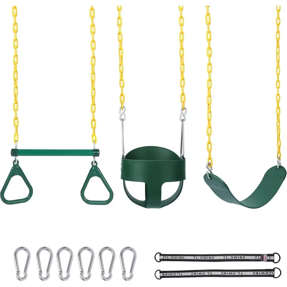Kids Outdoor Swing Set - Çocuklar için Halkalar, Kemerli Koltuk, Kovalı