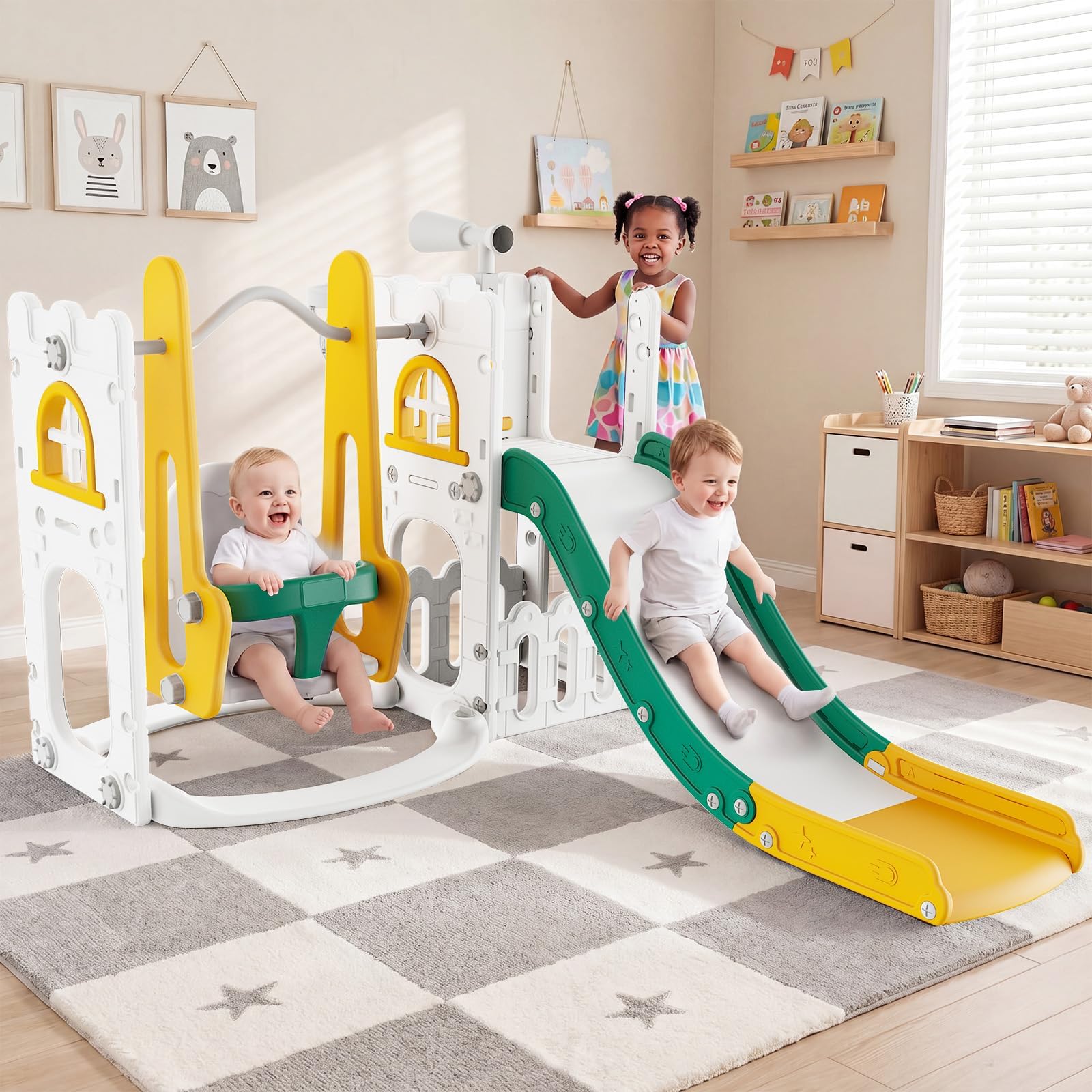 Kids Outdoor Swing Set - 7'si 1 Arada Çocuk Kaydırağı ve