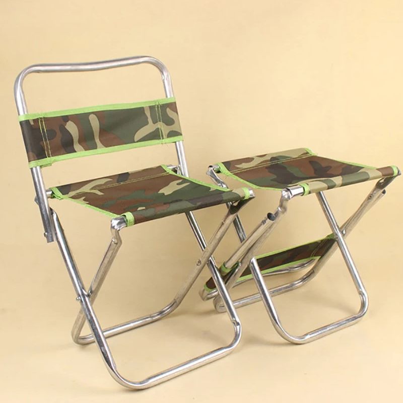 Kids Outdoor Lounge Furniture - Kamuflajlı Katlanır Tabure, Sırt Dayanaklı 46x29x29cm