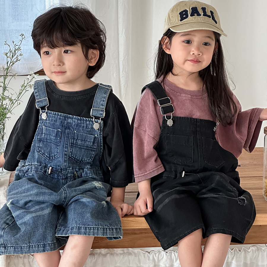 Kids Outdoor Jumpsuit - 2026 Yaz Unisex Çocuk Denim Tulumu
