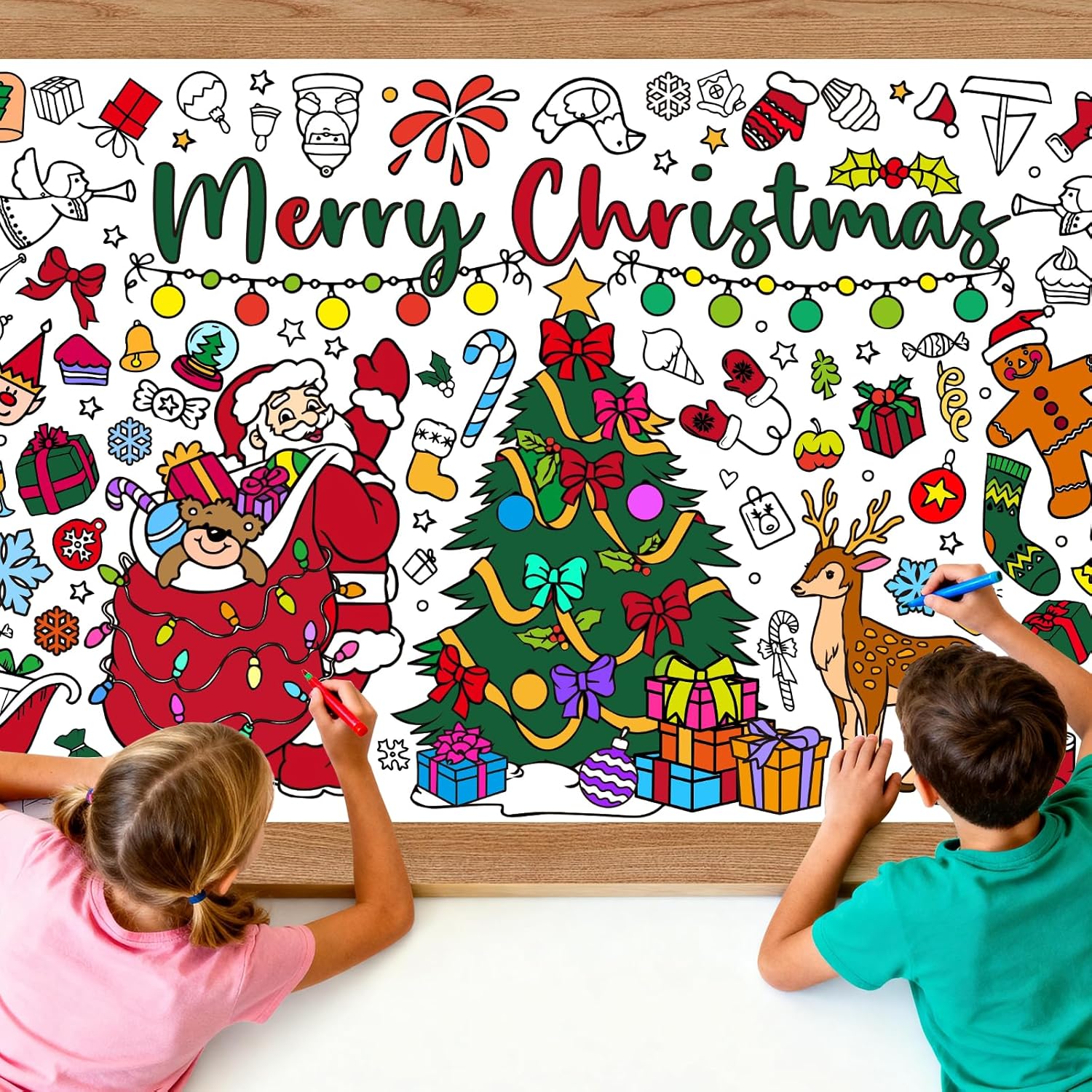 Kids Outdoor Xmas Gifts - Noel Dev Boyama Posteri Masa Örtüsü