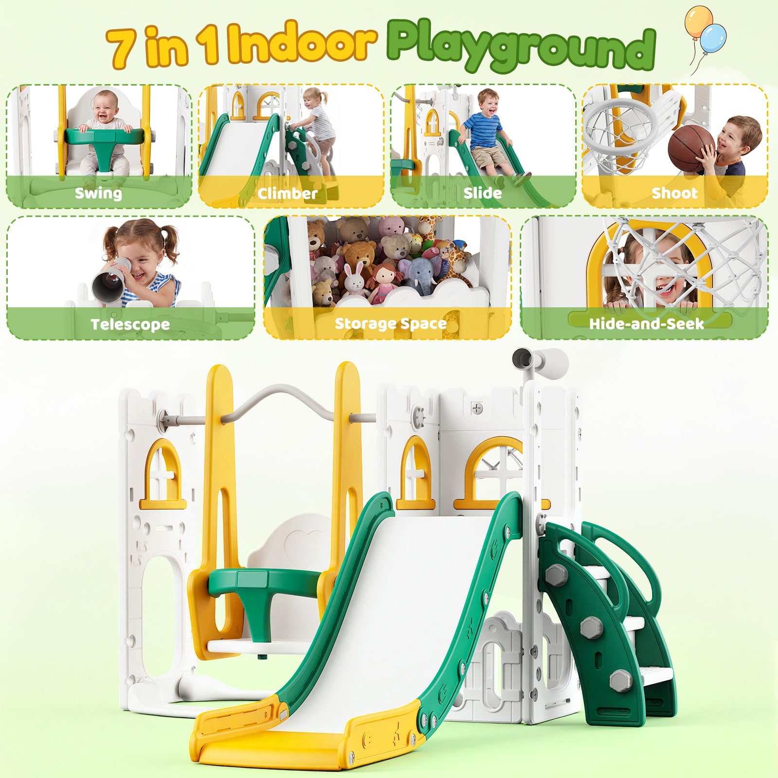 7'si 1 Arada Çocuk Kaydırağı v - Kids Outdoor Swing Set incelemesi ve fiyatı